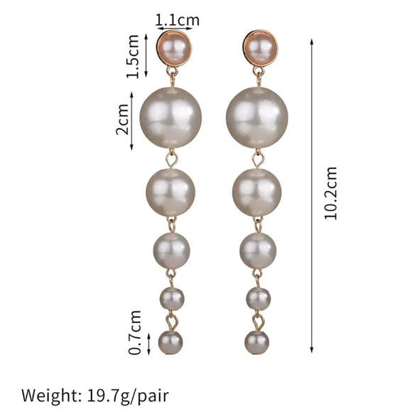 Luna Large Pearl Drop Earrings NWT - Picture 2 of 3